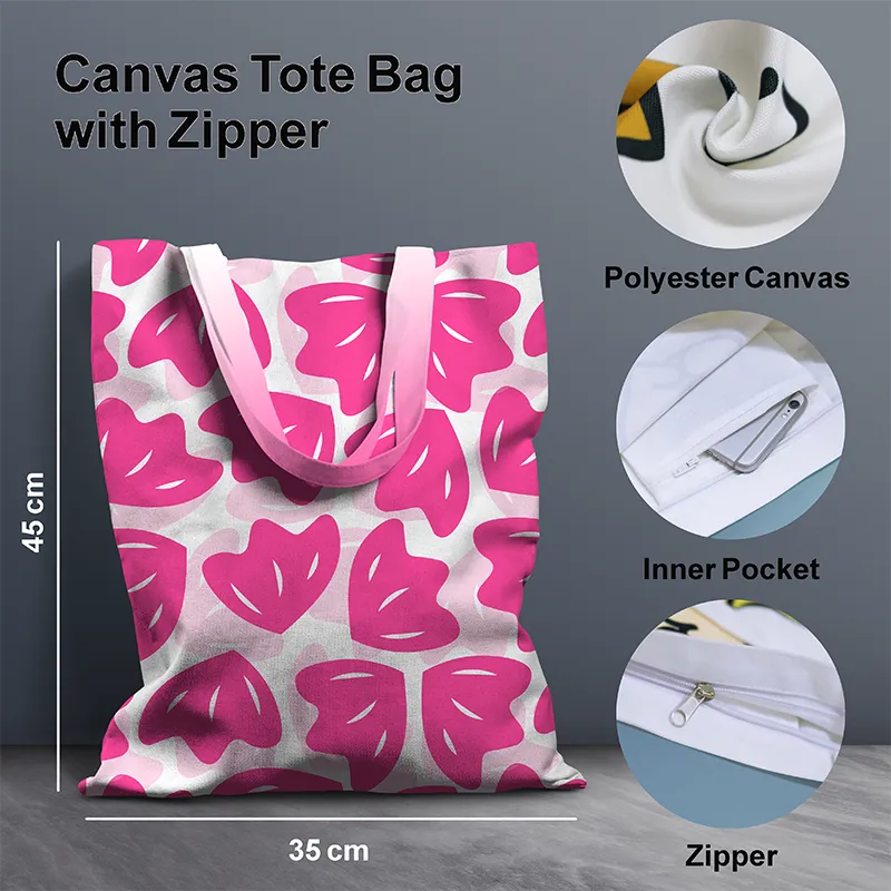 Pink Floral Pattern Tote Bag 1B - Gift And Chill