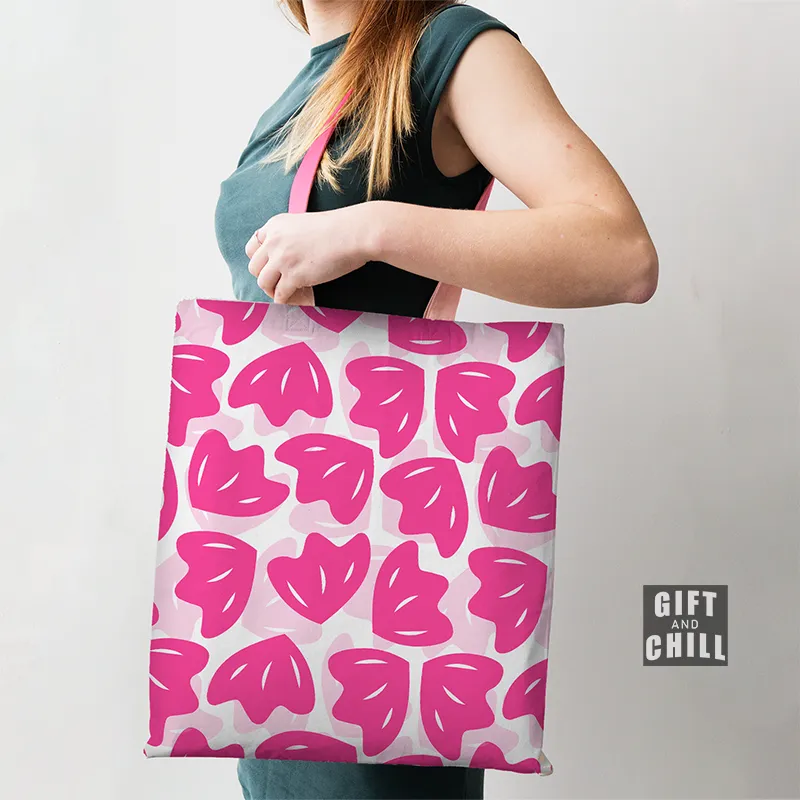 Pink Floral Pattern Tote Bag 1C - Gift And Chill