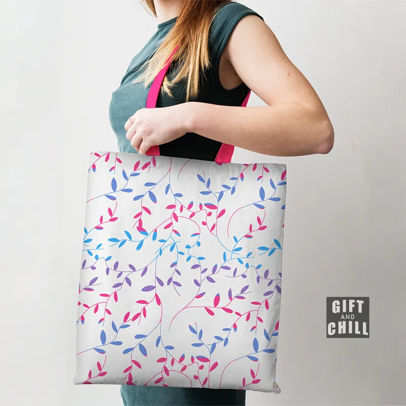 Colorful Leaf Pattern Tote Bag 2 C - Gift And Chill