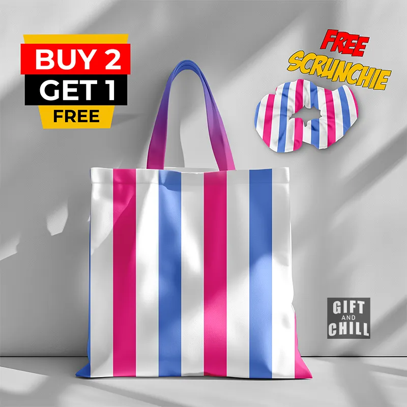 Colorful Striped Line Pattern Tote Bag 5 A - Gift And Chill