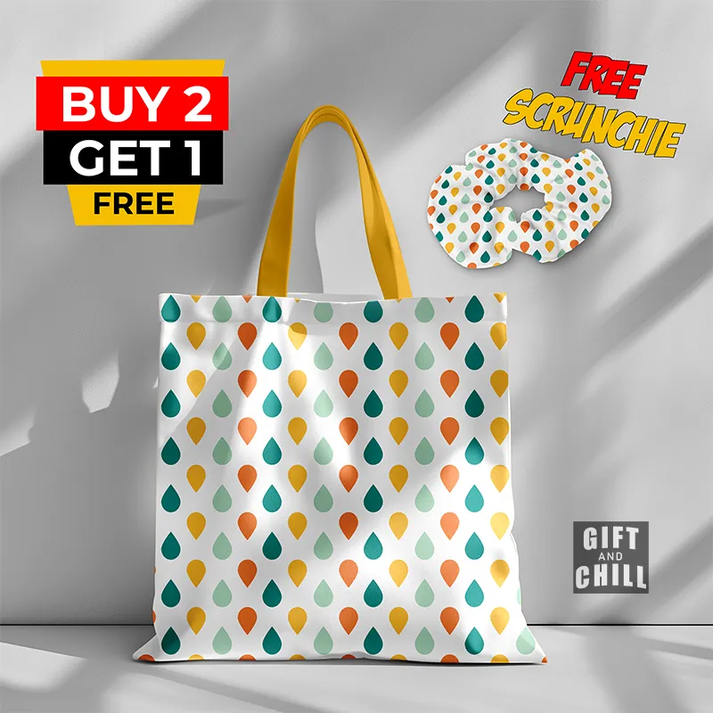 Colorful Water Drop Pattern Canvas Tote Bag 22 A - Gift And Chill
