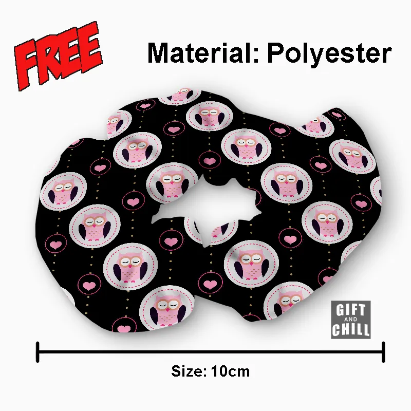 Cute Owl Heart Pattern Hair Scrunchie 65 FREEBIE - Gift And Chill