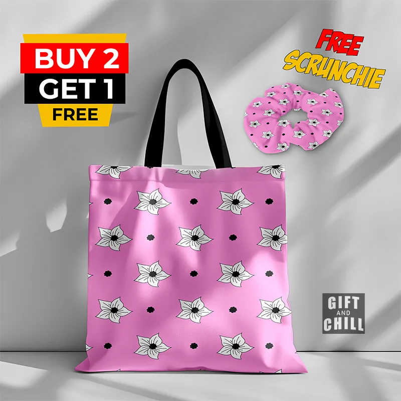 Floral Pattern Pink Canvas Tote Bag 32 A - Gift And Chill