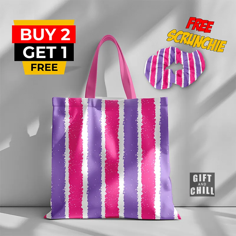 Line Striped Pattern Tote Bag 11 A - Gift And Chill