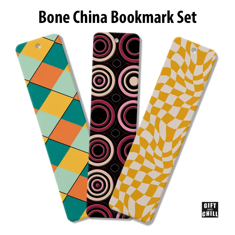 Abstract Line Pattern Bone China Bookmark Set 3 - Gift and Chill