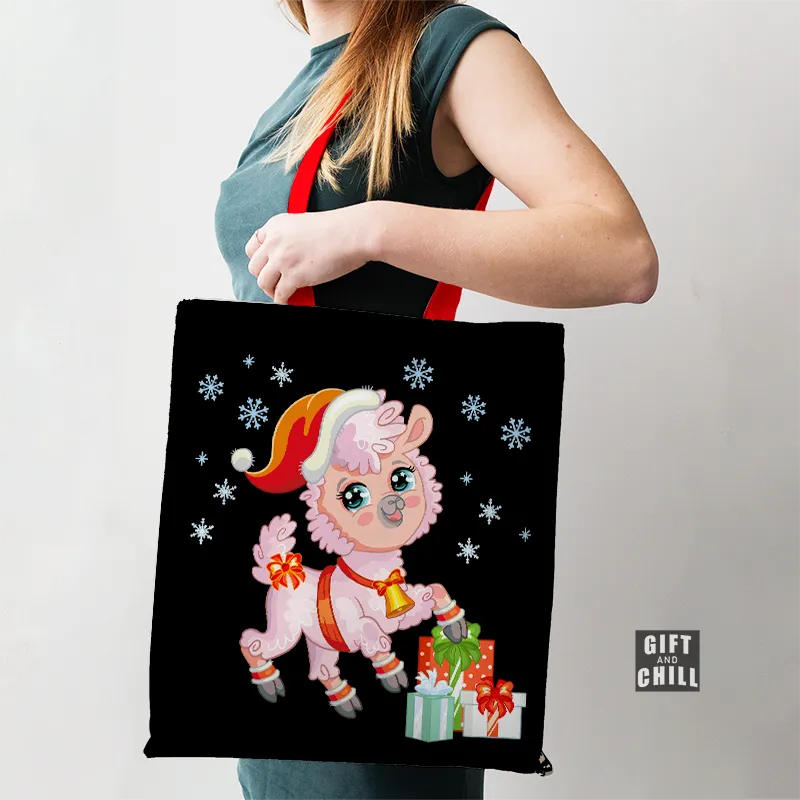 Christmas Lama Canvas Tote Bag 90 C - Gift And Chill