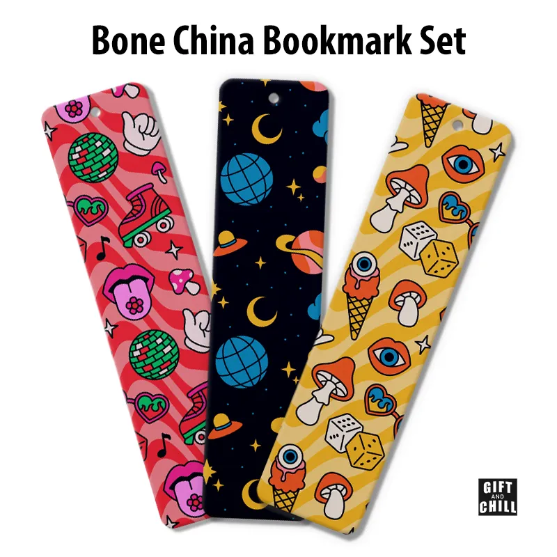 Doodle Pattern Bone China Bookmark Set 6 - Gift and Chill