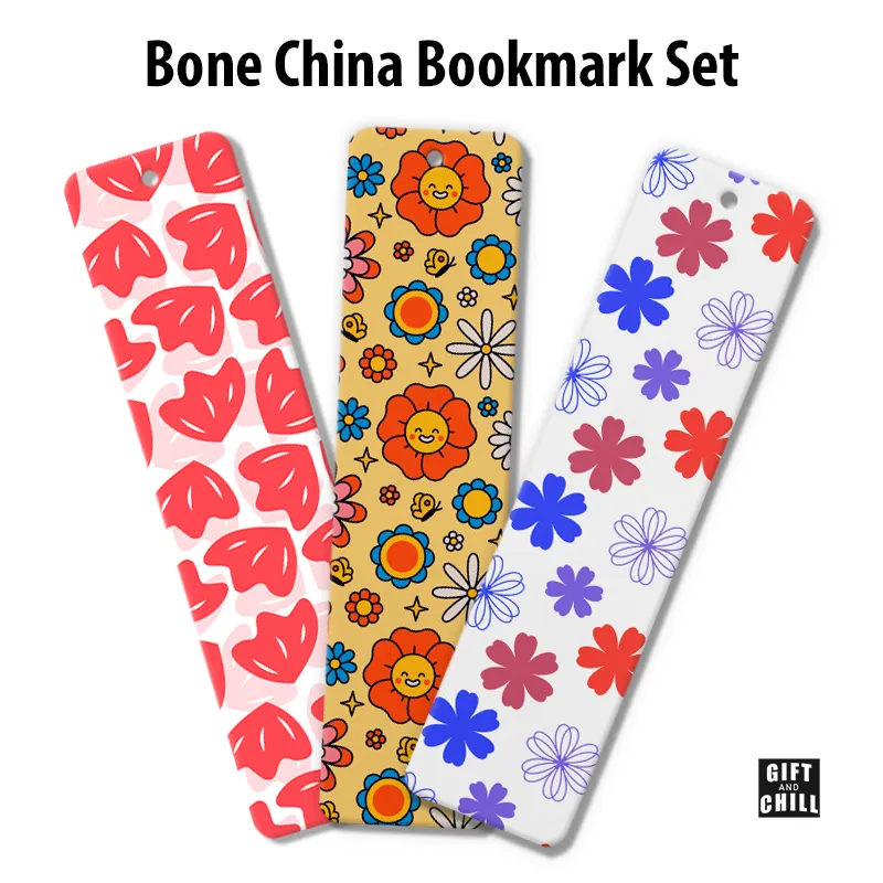 Floral Pattern Bone China Bookmark Set 5 - Gift and Chill