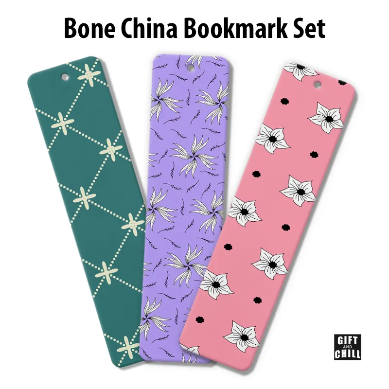 Floral Pattern Bone China Bookmark Set 8 - Gift and Chill