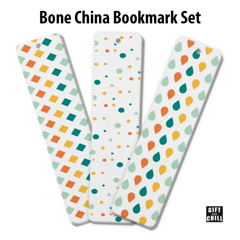 Geometric Pattern Bone China Bookmark Set 4 - Gift and Chill