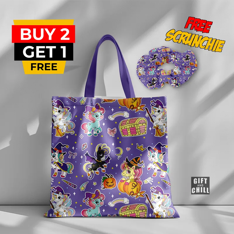 Halloween Unicorn Canvas Tote Bag 84 A - Gift And Chill