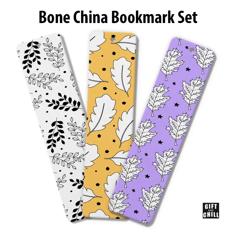 Leaf Pattern Bone China Bookmark Set 10 - Gift and Chill