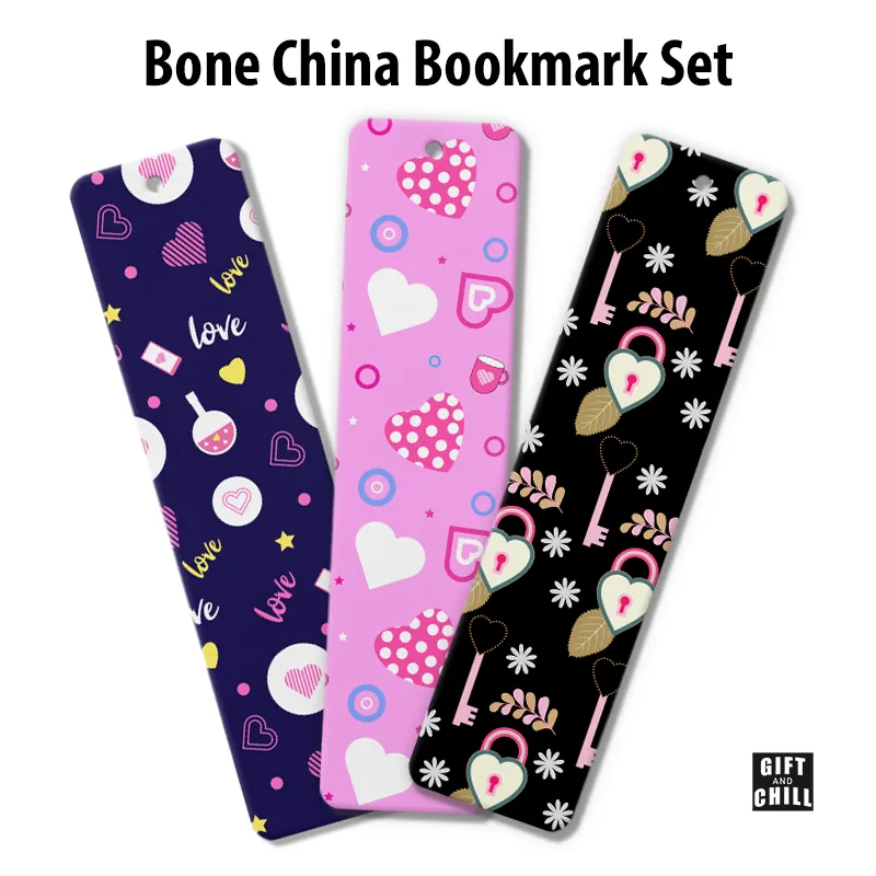 Love Pattern Bone China Bookmark Set 12 - Gift and Chill