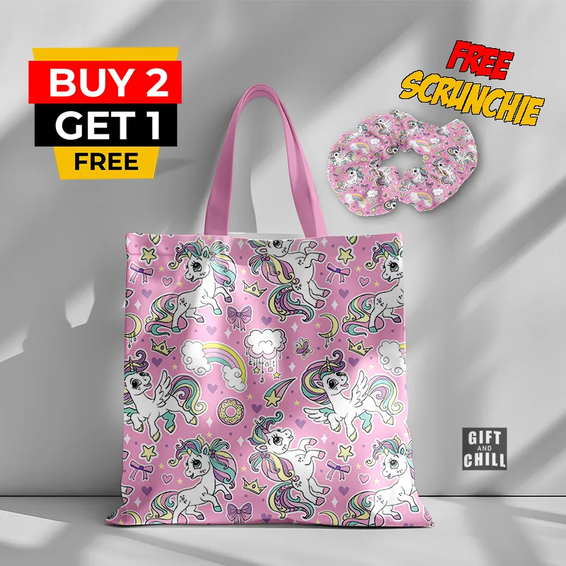 Rainbow Unicorn Canvas Tote Bag 85 A - Gift And Chill