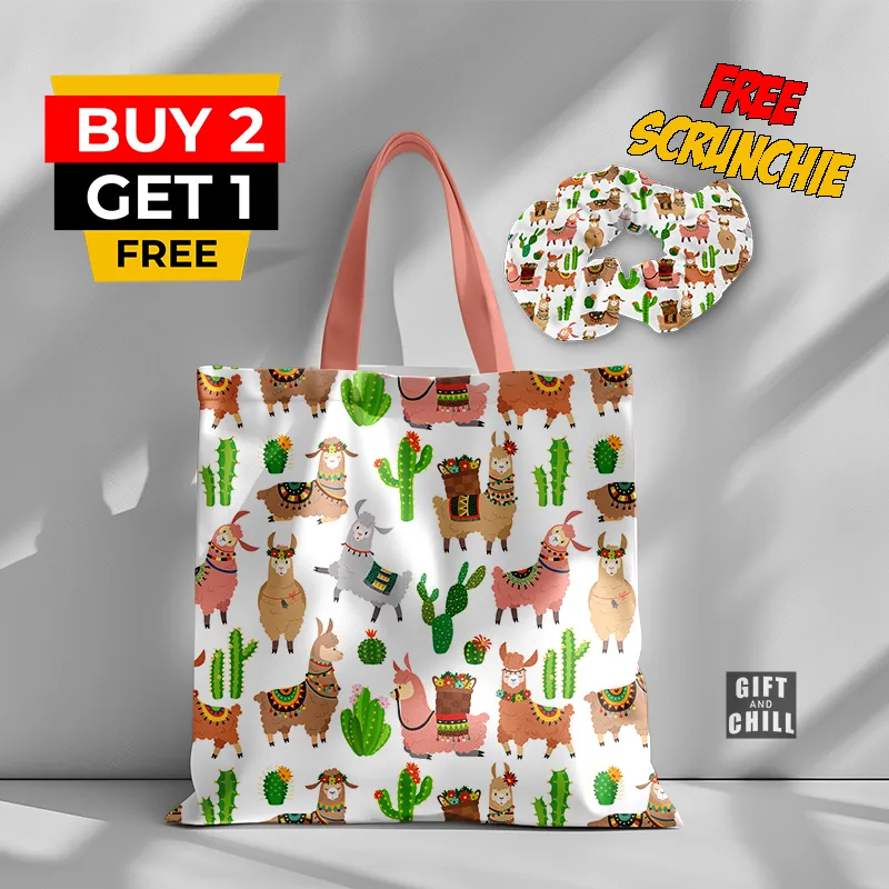 Beautiful Llama Pattern Canvas Tote Bag 94 A - Gift And Chill