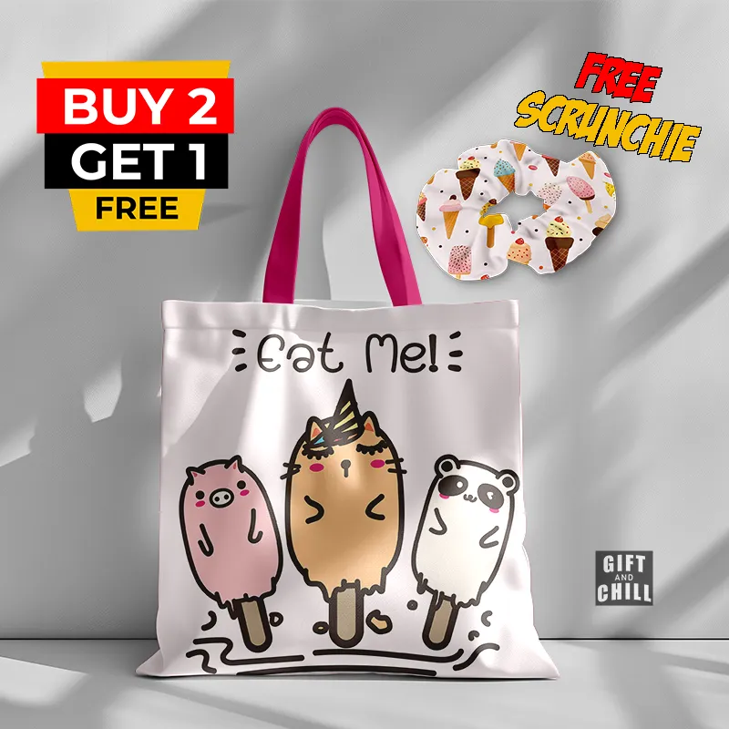 Cute Ice Cream Canvas Tote Bag 91 A - Gift And Chill
