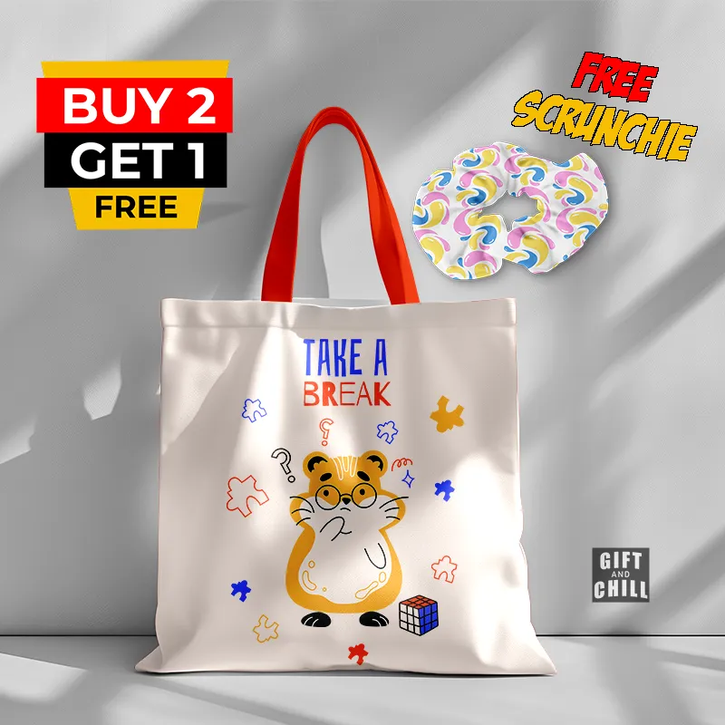 Take A Break Cute Hamster Canvas Tote Bag 99 A - Gift And Chill