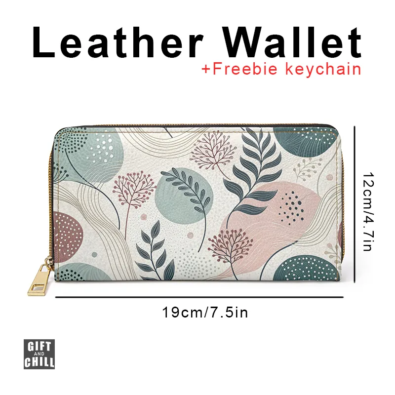 Boho Leaf Pattern PU Leather Wallet 8A - Gift and Chill