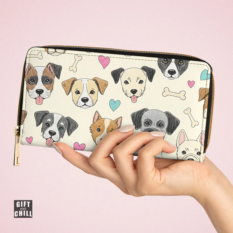 Cute Dog Face Pattern PU Leather Wallet 9B - Gift and Chill
